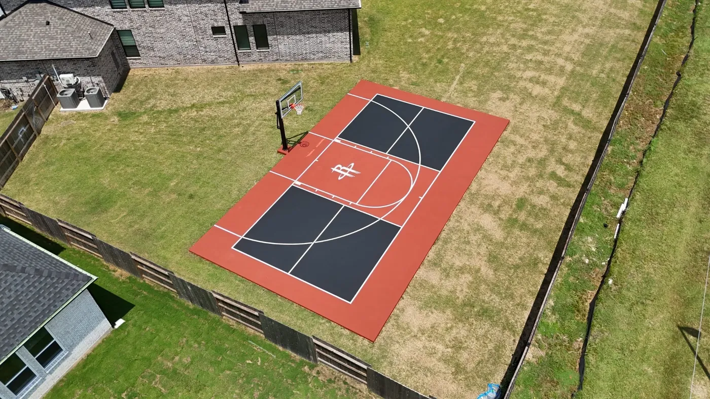 Backyard basketball and pickleball court