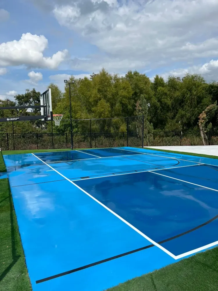 Freshly resurfaced court with new acrylic coating