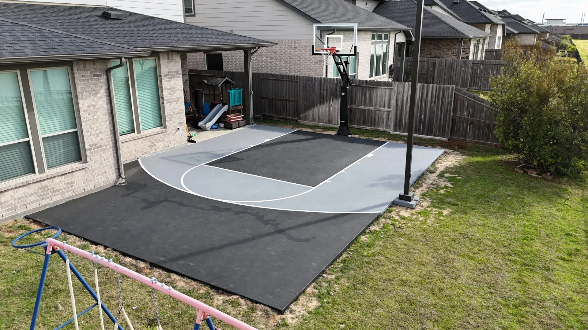 Drone view of completed court