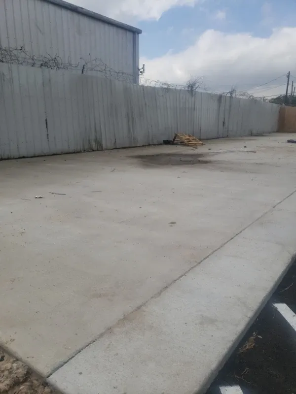 Site prepared with fresh concrete base