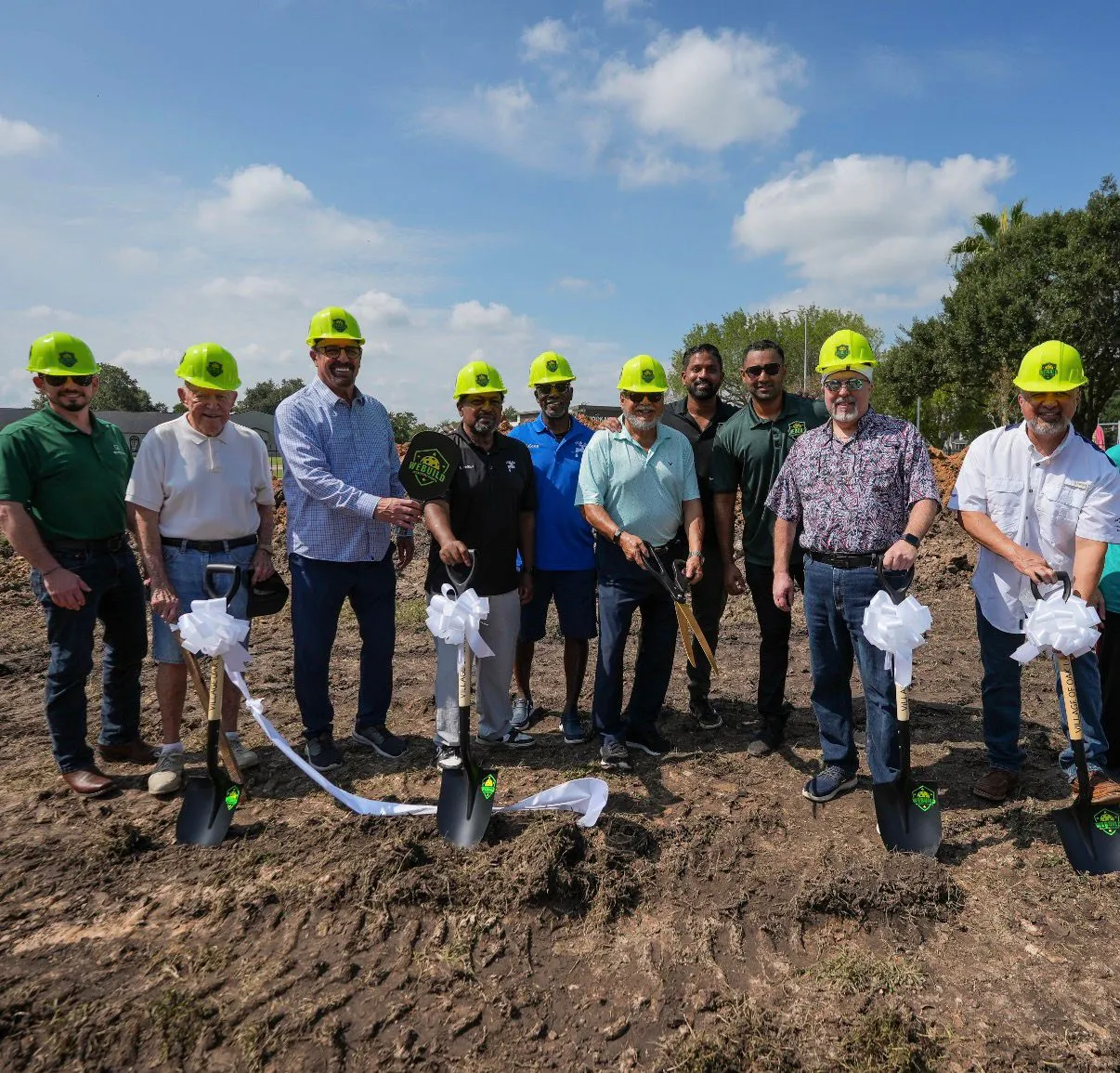 The We Build Pickleball Courts crew at a groundbreaking